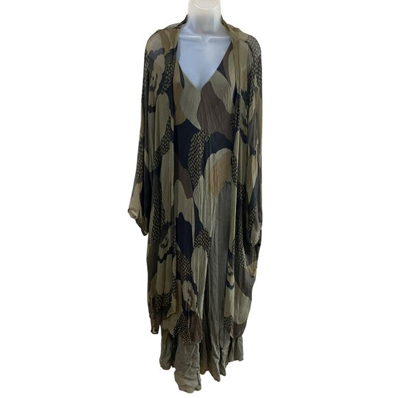 La Bottega Di Brunella Camouflage Patterned Womens Sleeveless Dress & Sheer Open - Picture 1 of 15